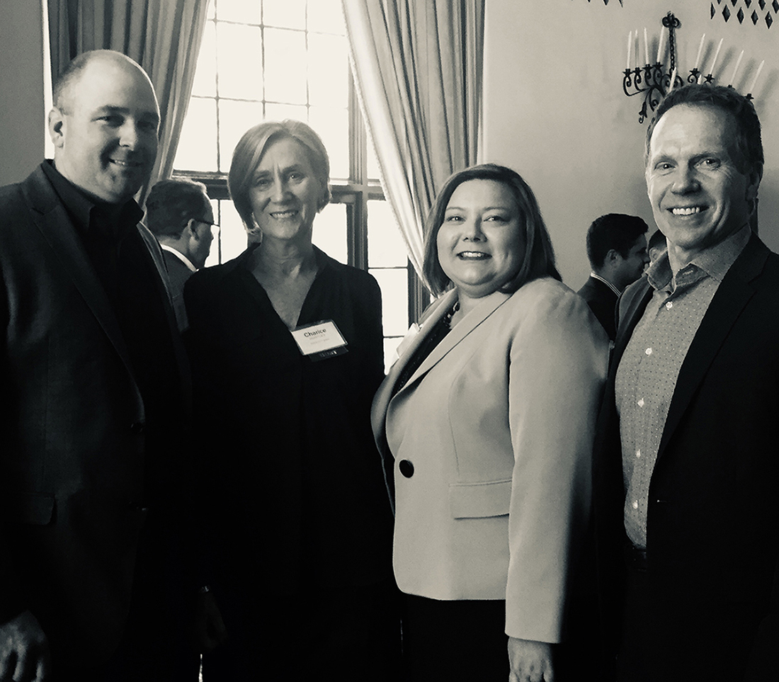 Eric Johnson of GNT Solutions, Charice Huntley and Pat Lewis of River City Bank, with Craig Hettrich of California Growth Advisors