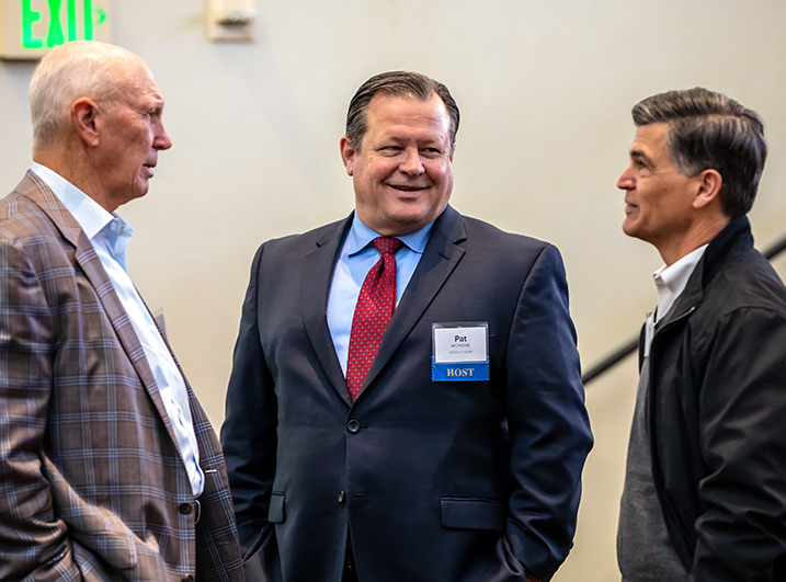 Pat McHone of River City Bank with Larry Kelley and Frank Meyers of McClellan Park at Business Outlook Event