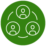 Person managing relationships green icon, decorative element